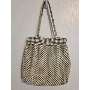 Vintage Whiting & Davis "Alumesh" beaded handbag in Ivory, 1930s - 1940s